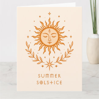 Cartão Summer Solstice Celestial Sun Face Botanical Art