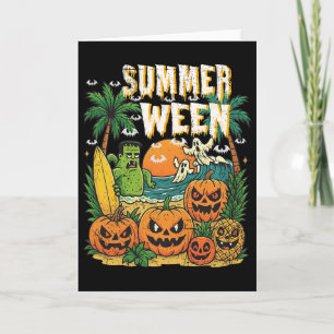 Cartão Summerwin Beach Pumpkins Ghosts Surf Halloween Vi