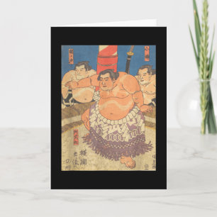 Cartão Sumo Wrestler Vintage Art Eu amo Sumo Japonês