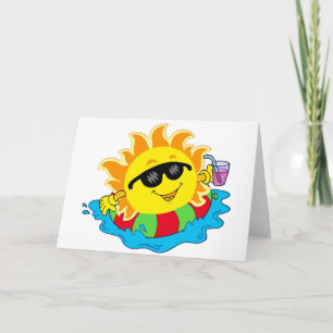 Cartão Sun feliz na piscina