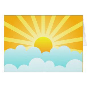 Cartão Sun que aumenta sobre nuvens