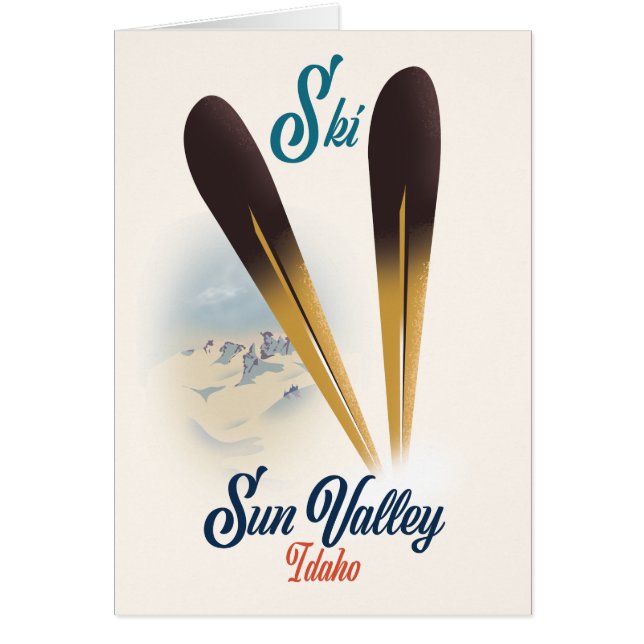 Cartão Sun Valley Idaho vintage style poster de ski (Frente)