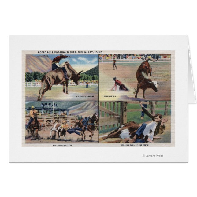 Cartão Sun Valley, IDRodeo Bull Dogging Scenes (Frente Horizontal)