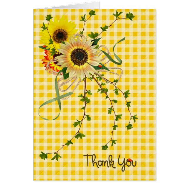 Cartão Sunflower e Lady Bug obrigado você (Frente)