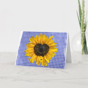 Cartão Sunflower e Ladybug em Gingham