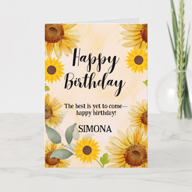 Cartão Sunflower Floral Birday (Frente)