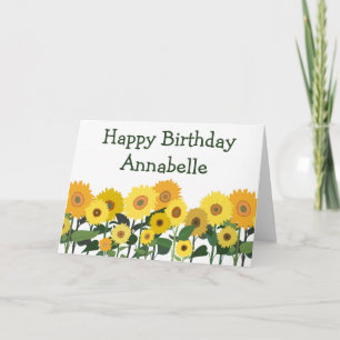 Cartão Sunflower Happy Birday Bela Personalizada