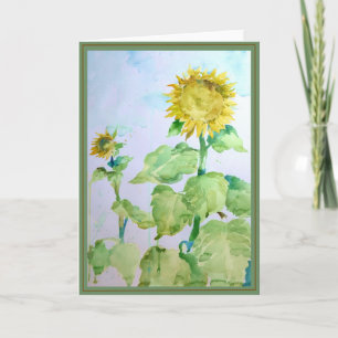 Cartão Sunflower watercolor blank greeting card