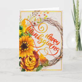 Cartão Sunflower Wreath Happy Ação de Graças