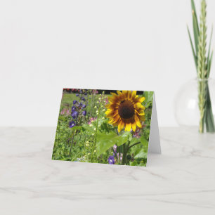 Cartão Sunflowers and Hollyhocks - Blank Card