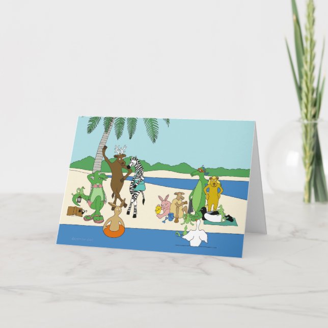 Cartão Sunnyside Up Beach Birday (Frente)