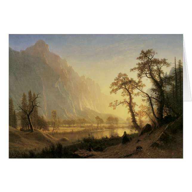 Cartão Sunrise, Vale do Yosemite, por Albert Bierstadt (Frente Horizontal)