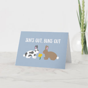Cartão Sun's Out, Bun's Out Funny Rabbits Spring Easter