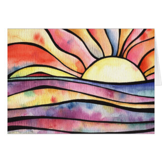 Cartão SUNSET AT SEA Watercolor Foleting Card