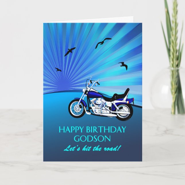 Cartão Sunset de Motobicicleta Godson Birthday (Frente)