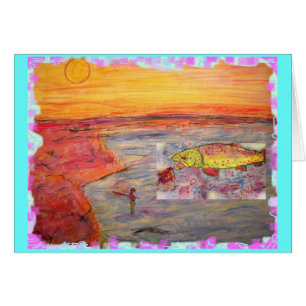 Cartão sunset de pesca de mosca