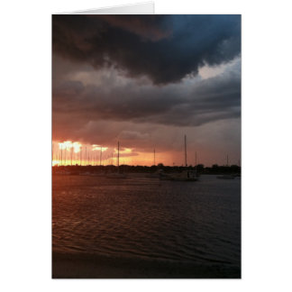 Cartão Sunset e Boats no Imagem da Água