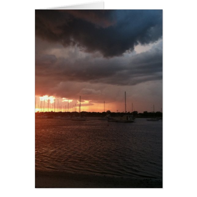 Cartão Sunset e Boats no Imagem da Água (Frente)