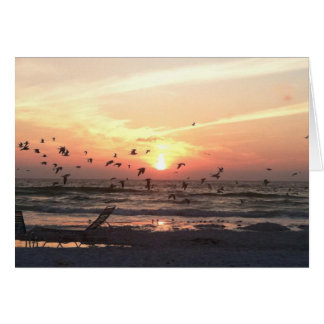 Cartão Sunset e Seagulls no quadro de água