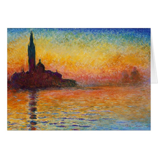 Cartão Sunset em Veneza, Claude Monet (Frente Horizontal)