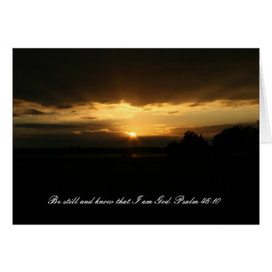 Cartão Sunset, fique quieto e saiba que eu sou Deus