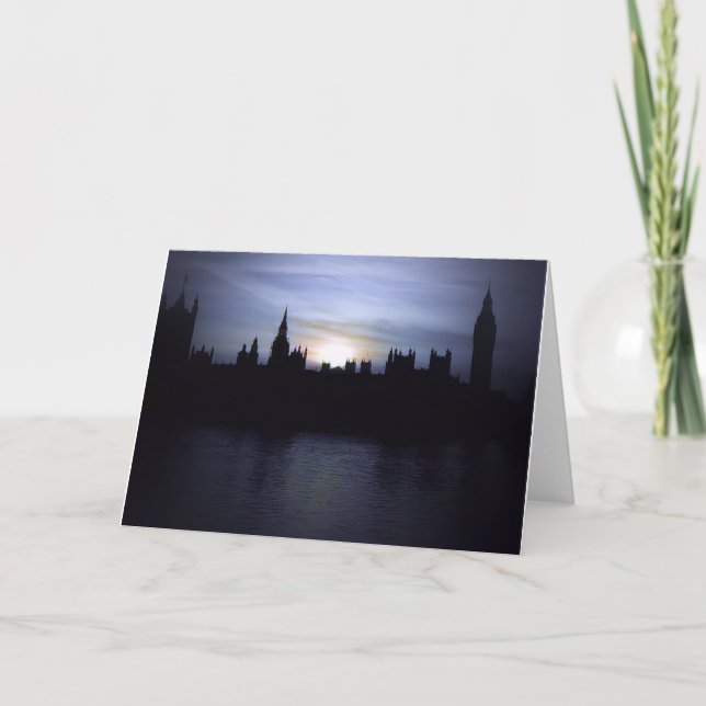 Cartão Sunset-London - Parlamento - Big Ben Greeting Card (Frente)