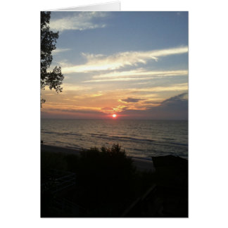 Cartão Sunset no lago Michigan