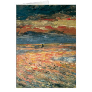 Cartão Sunset no mar por Pierre Renoir, Vintage Fine Art