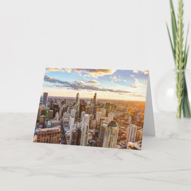 Cartão Sunset Over Chicago (Frente)