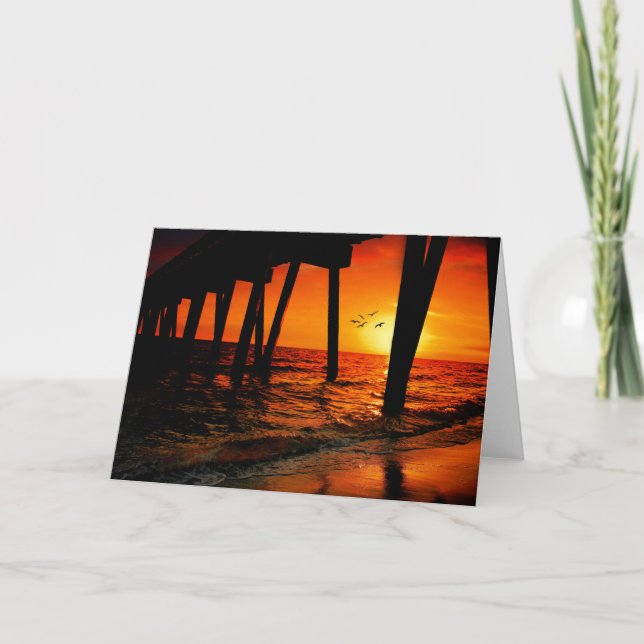 Cartão Sunset sob o Pier (Frente)