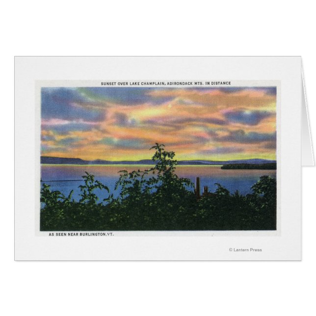 Cartão Sunset sobre o lago, Adirondack Mts em (Frente Horizontal)