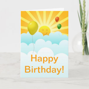 Cartão Sunshine Happy Face and Balloons Birthday Card