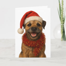 Cartão Super cute Border Terrier Christmas card