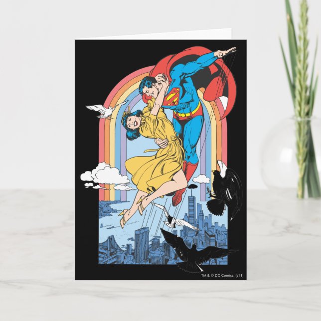 Cartão Super-Homem e Lois em Amarelo (Frente)