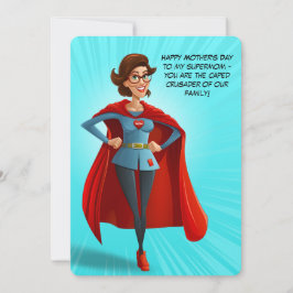 Cartão Super-mãe da nossa família | Placa de Dia de as mã