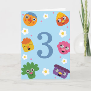Cartão Super Simples   Noodle & Pals Blue Floral Birthday