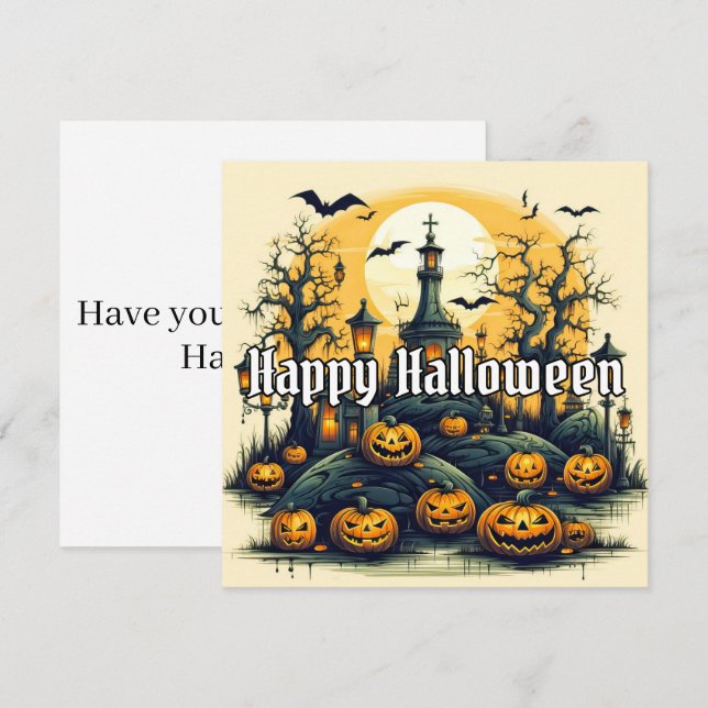 Cartão Super Spooky Halloween Pumpkins (Frente/Verso)