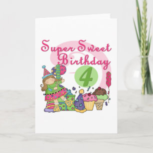 Cartão Super Sweet 4th Birthday T-shirts e presentes