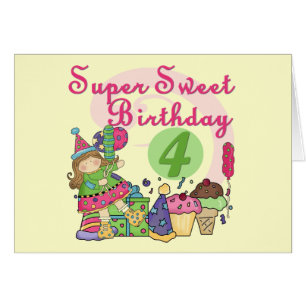Cartão Super Sweet 4th Birthday T-shirts e presentes