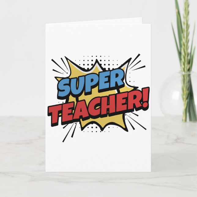 Cartão Super Teacher Comic Style (Frente)