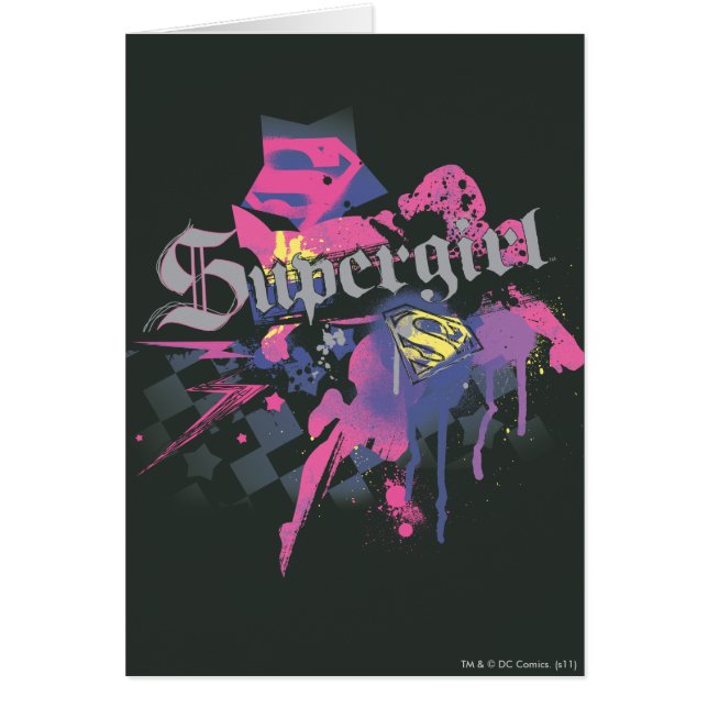 Cartão Supergirl Checkered Splatter (Frente)