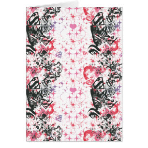 Cartão Supergirl Collage Pattern