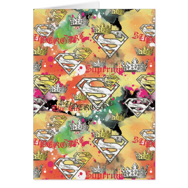 Cartão Supergirl Crown Pattern (Frente)