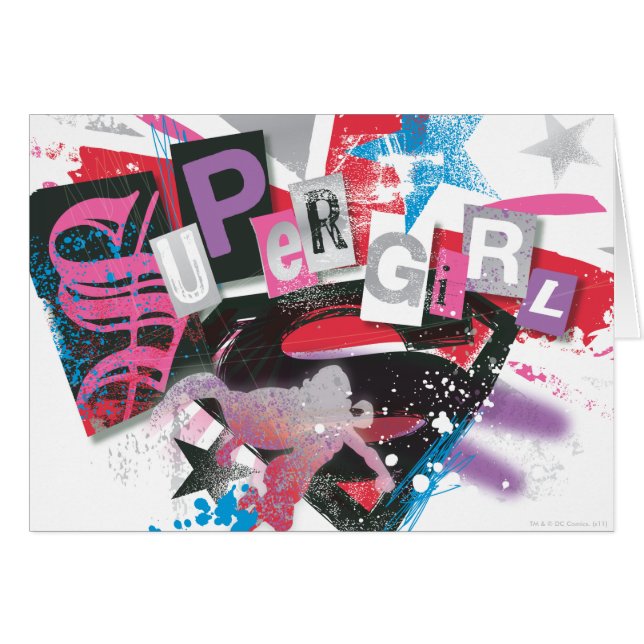 Cartão Supergirl Grunge Design (Frente Horizontal)