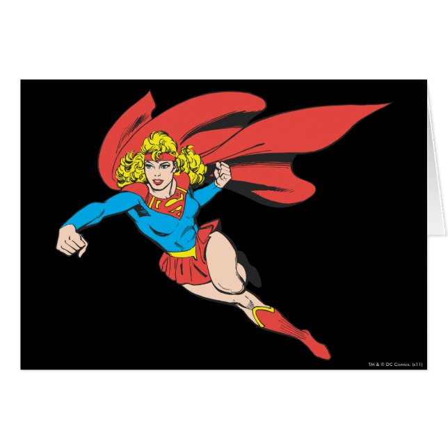 Cartão Supergirl Leaps e Punhos (Frente Horizontal)