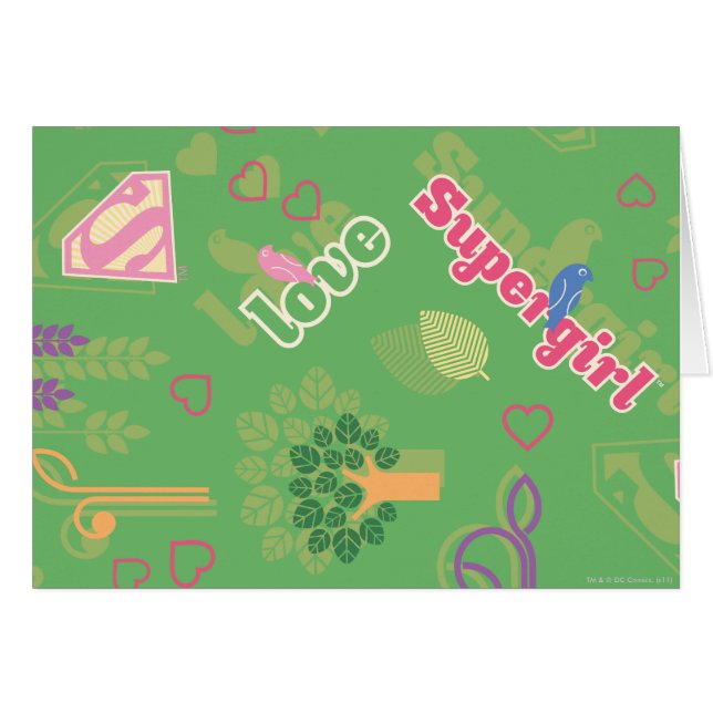 Cartão Supergirl Love Pattern (Frente Horizontal)