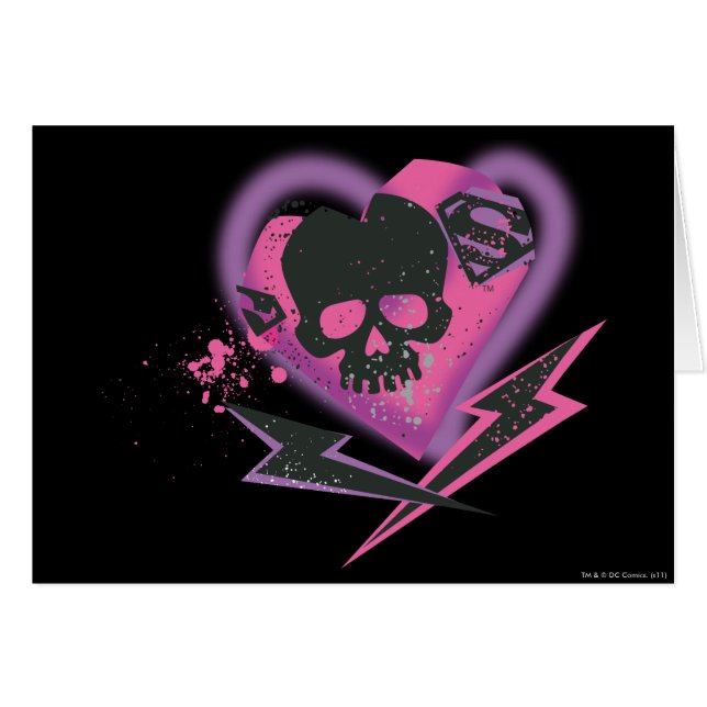 Cartão Supergirl Skulls and Lightning (Frente Horizontal)