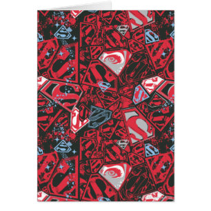 Cartão Supergirl Stary Red Pattern