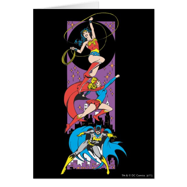 Cartão Superheroínas Em Ação (Frente)