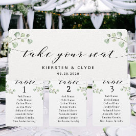 Cartão Superior de Assento com Caligrafia Preta e 